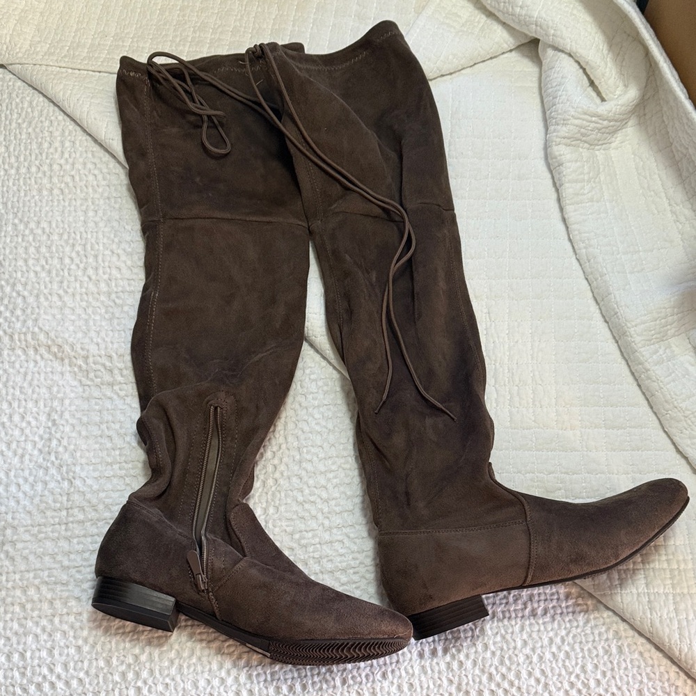Brown Over-the-Knee Suede Boots